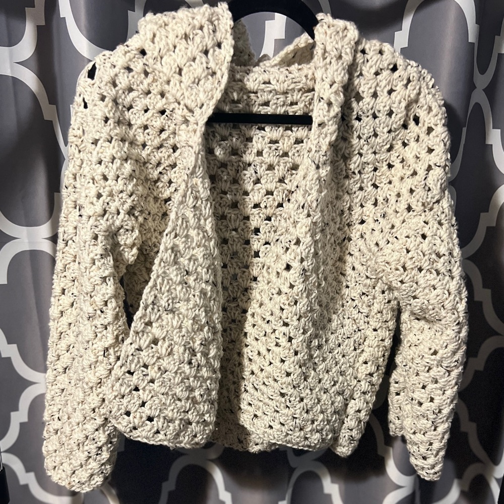 Handmade Crochet Hooded Cardigan